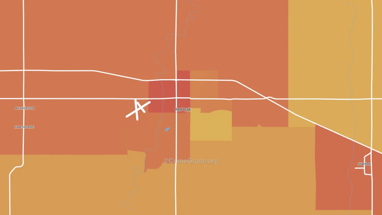 Red Oak, IA Map of Assault Rates