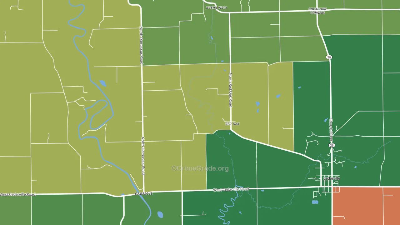 Red Oak, IL Map of Assault Rates
