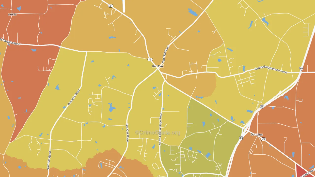 Red Oak, NC Map of Assault Rates