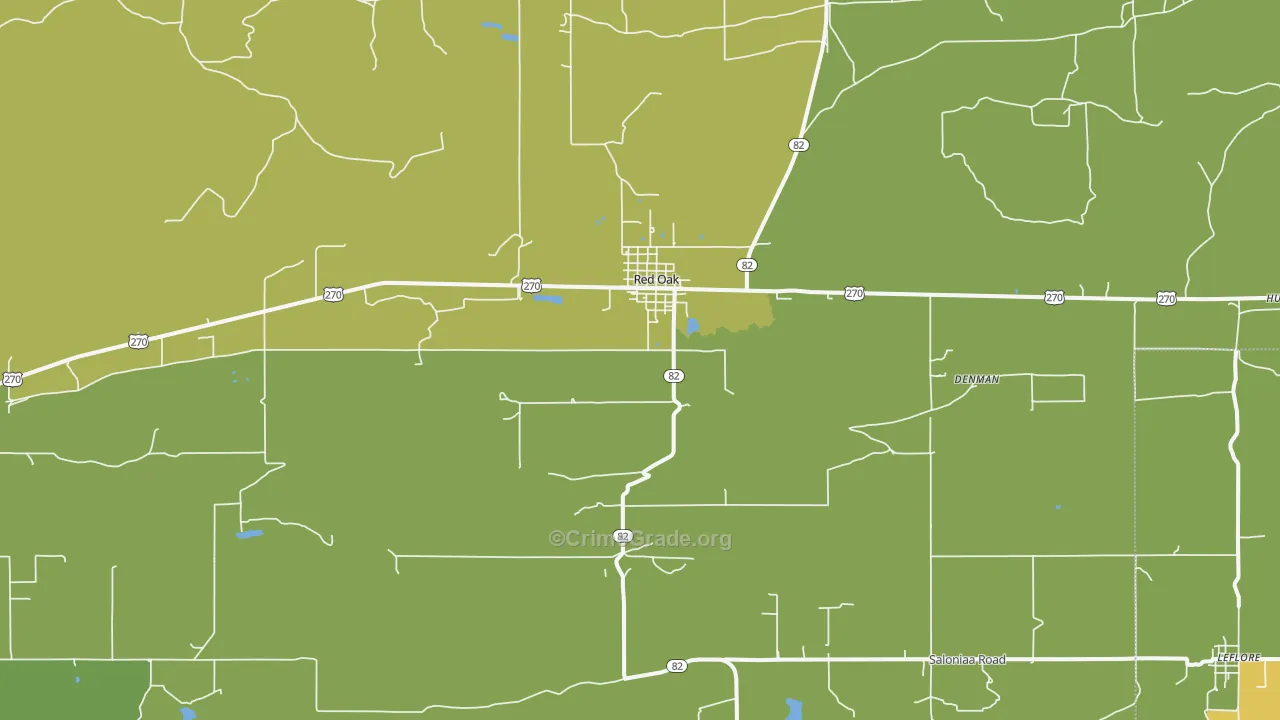 Red Oak, OK Map of Assault Rates