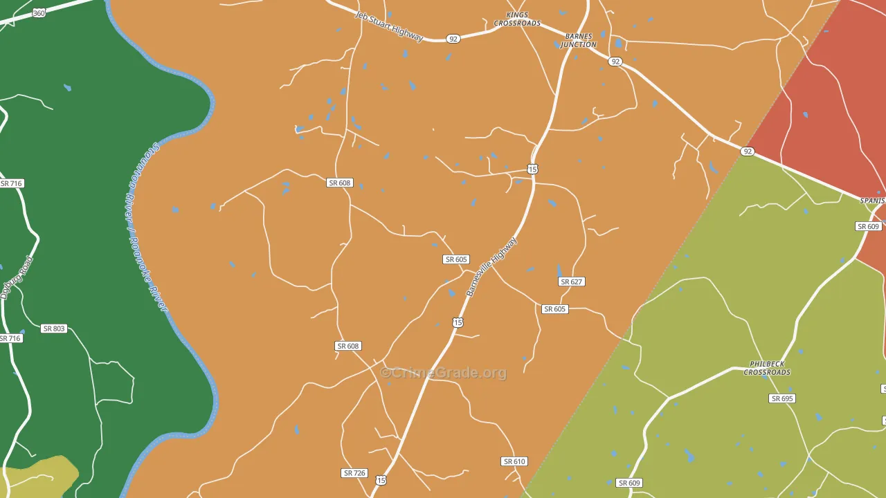 Red Oak, VA Map of Assault Rates