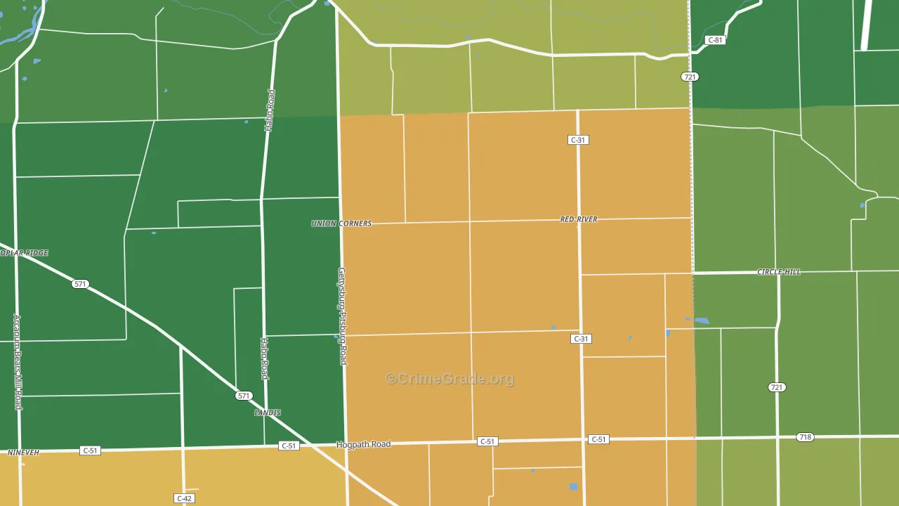 Red River, OH Map of Assault Rates