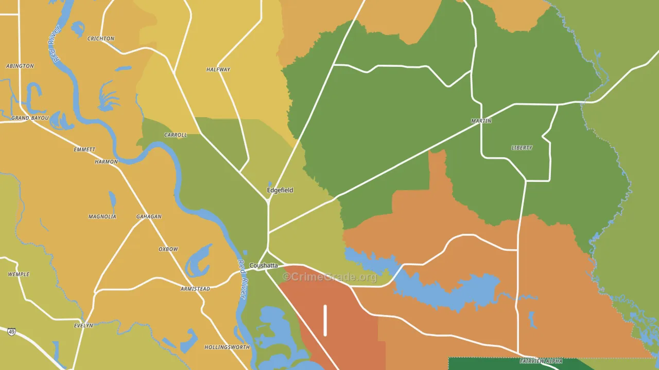 Red River Parish, LA Map of Assault Rates