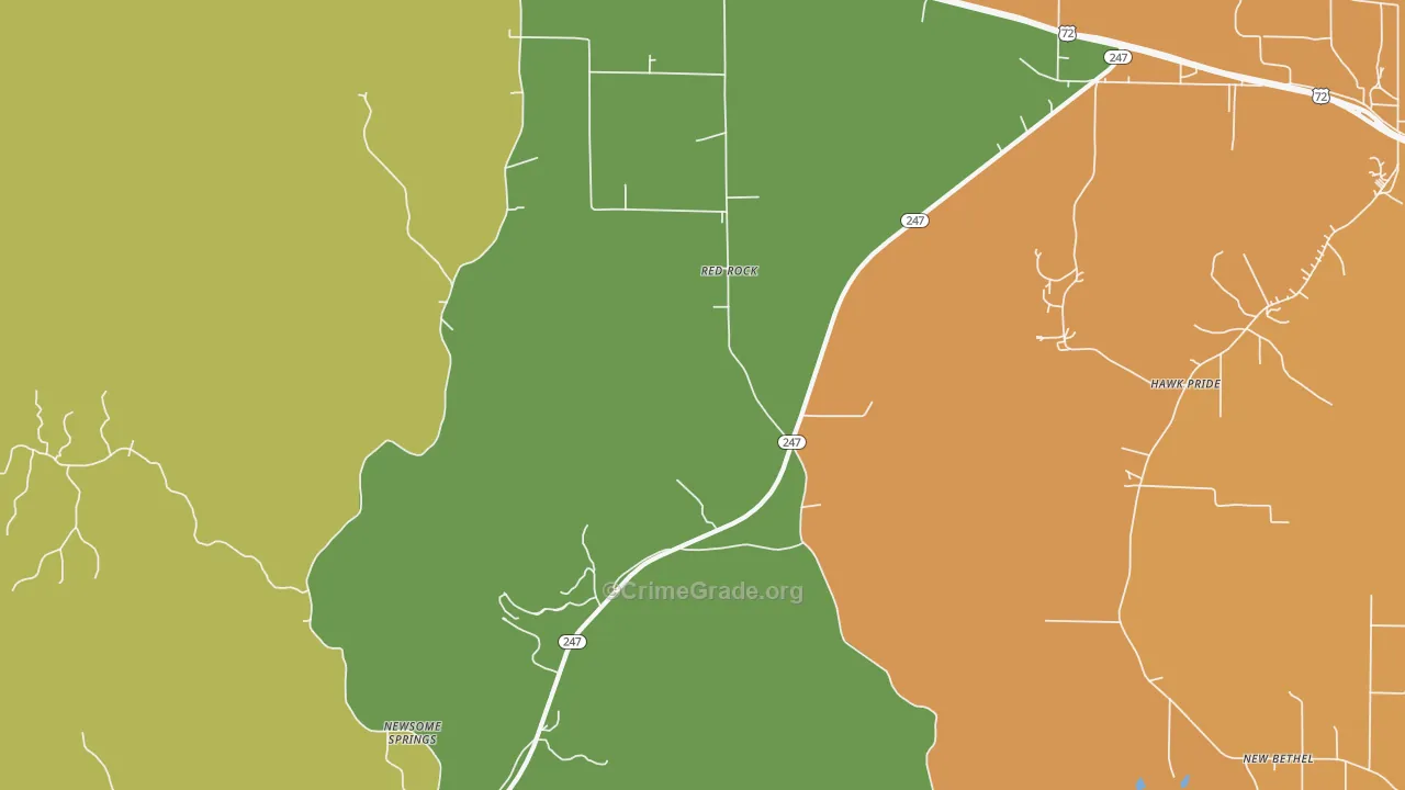 Red Rock, AL Map of Assault Rates
