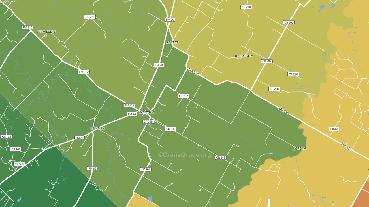 Red Rock, TX Map of Assault Rates