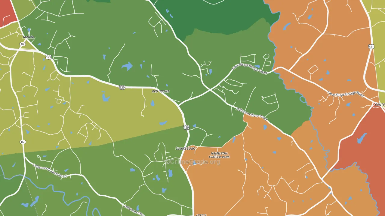 Red Stone, GA Map of Assault Rates