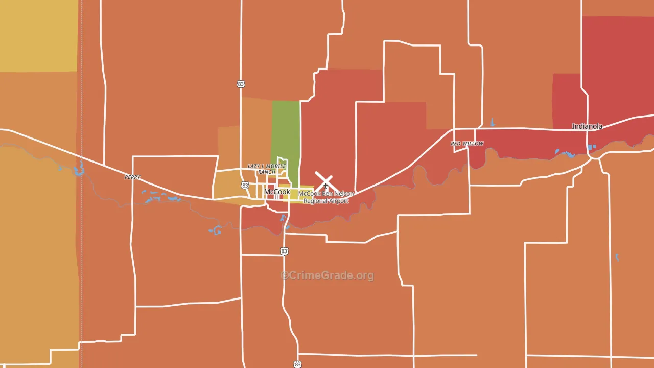 Red Willow County, NE Map of Assault Rates