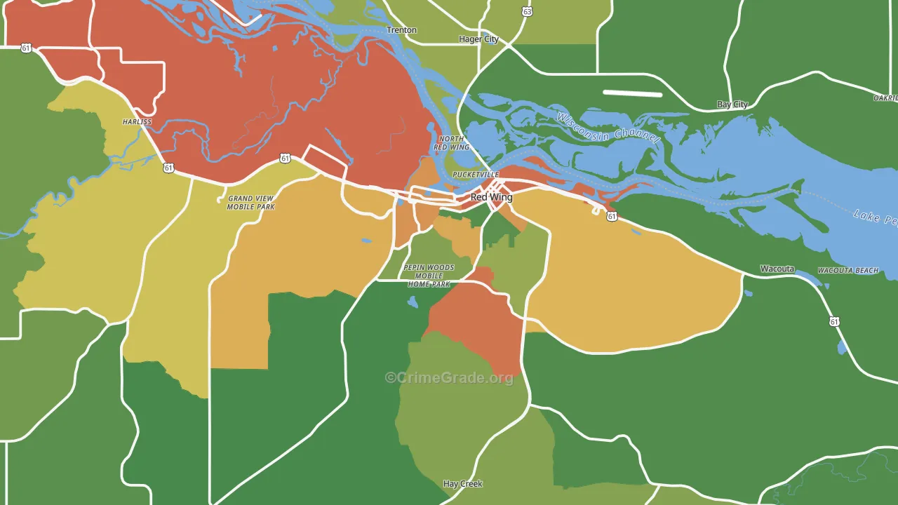 Red Wing, MN Map of Assault Rates