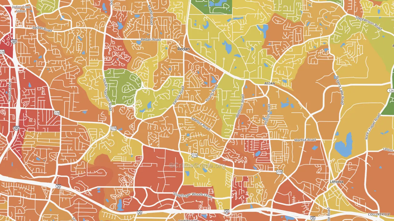 Redan, GA Map of Assault Rates