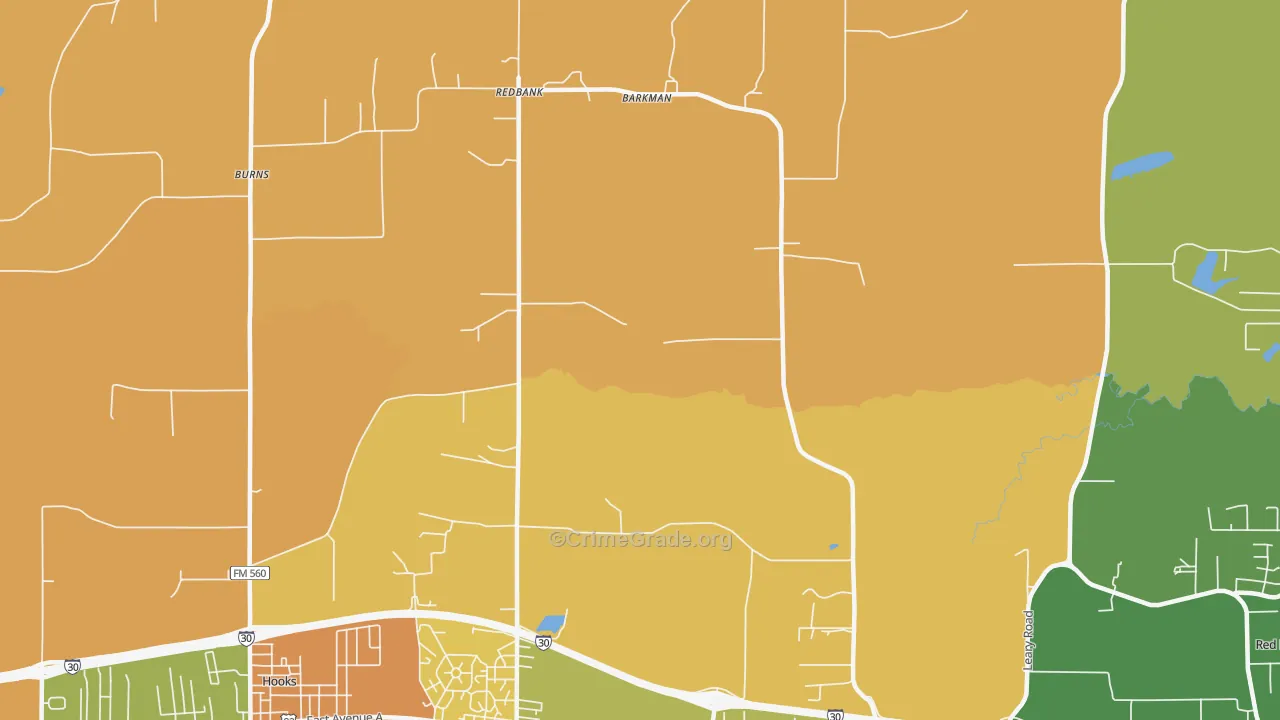Redbank, TX Map of Assault Rates
