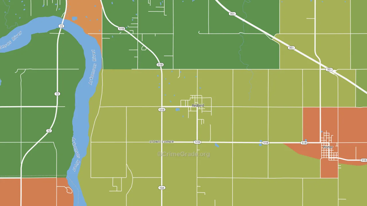 Redbird, OK Map of Assault Rates
