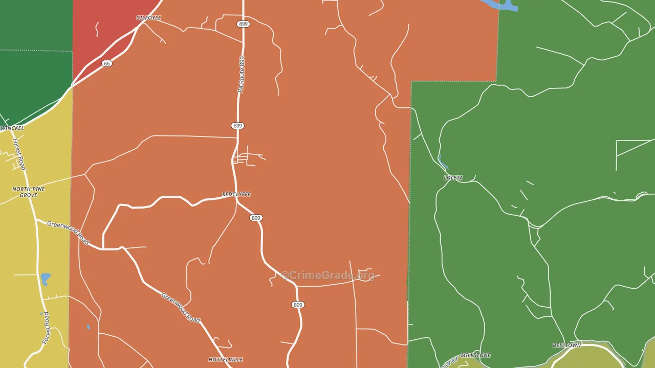Redclyffe, PA Map of Assault Rates
