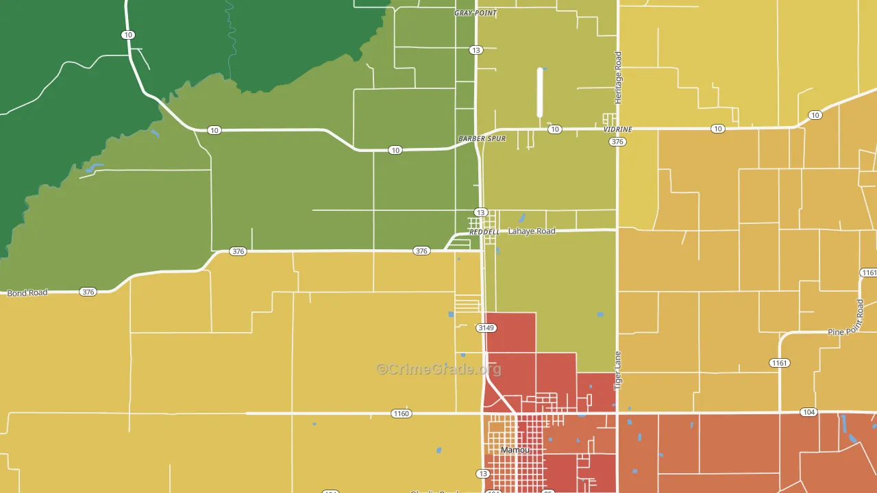 Reddell, LA Map of Assault Rates