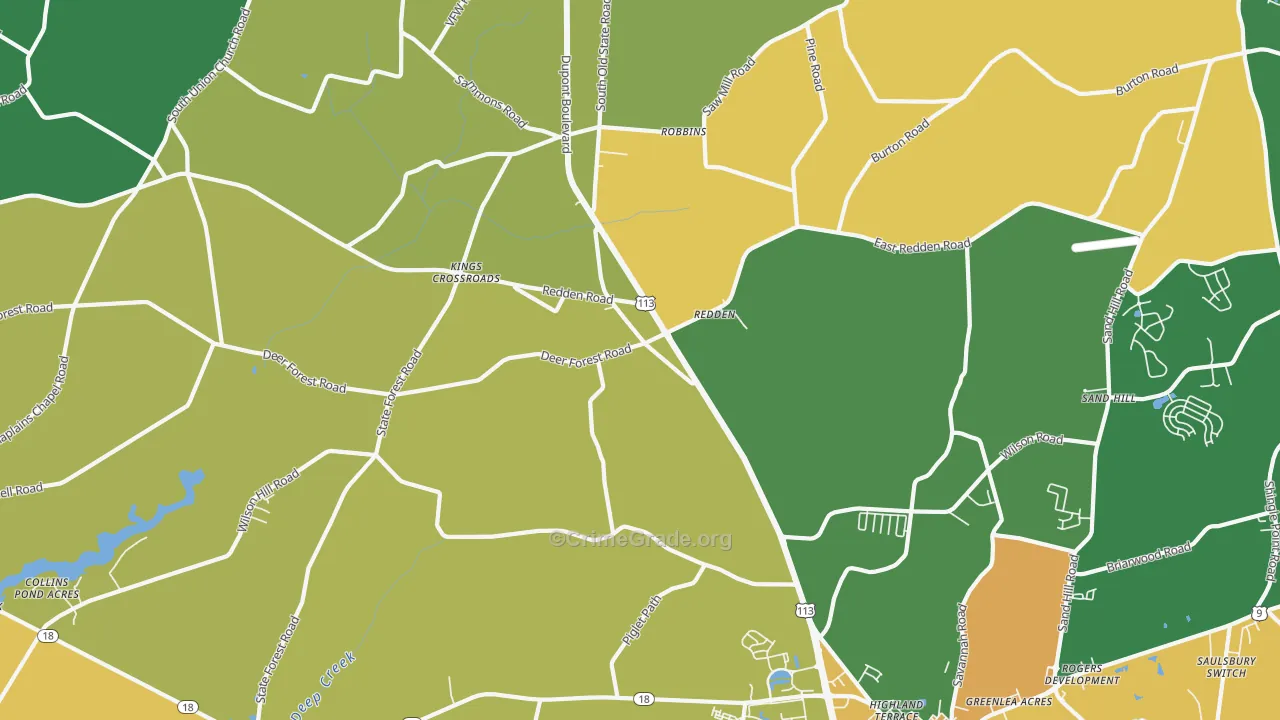 Redden, DE Map of Assault Rates