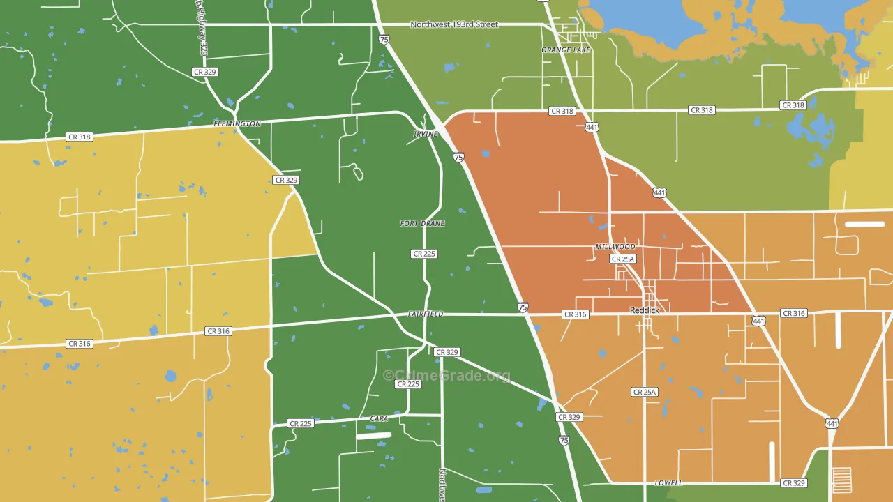 Reddick, FL Map of Assault Rates