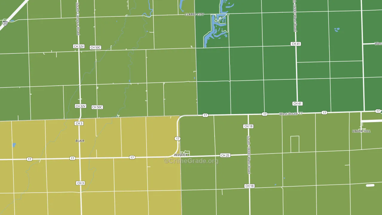 Reddick, IL Map of Assault Rates
