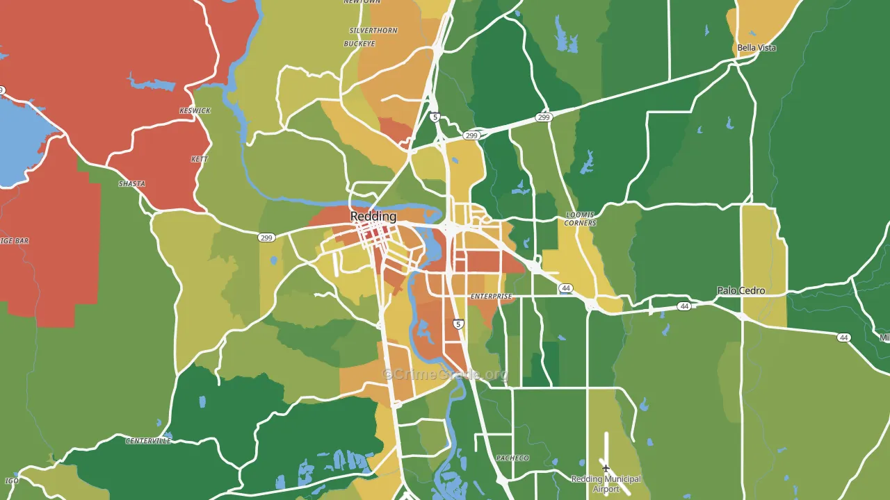 Redding, CA Map of Assault Rates
