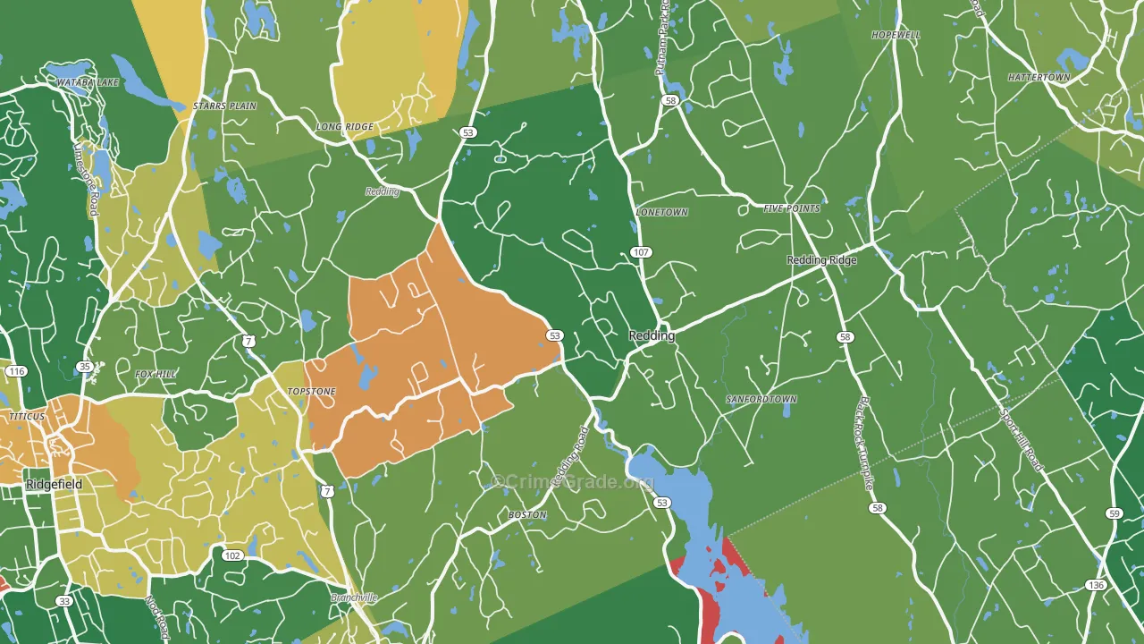 Redding, CT Map of Assault Rates