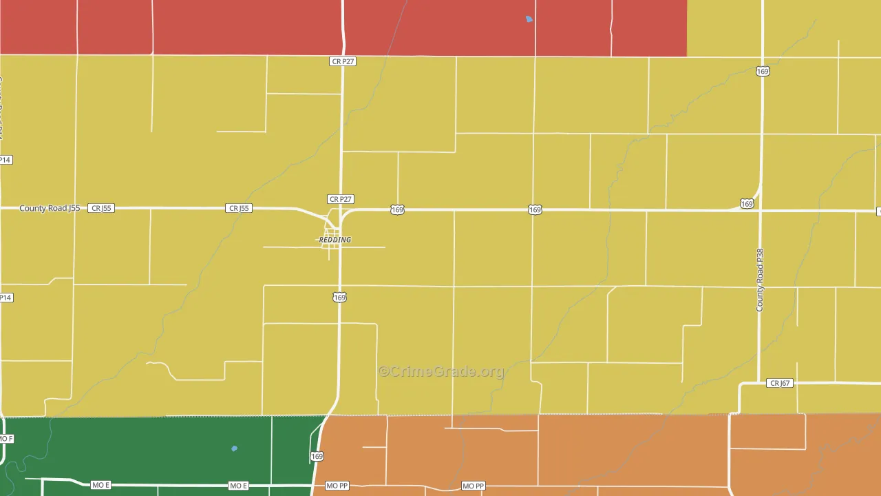 Redding, IA Map of Assault Rates