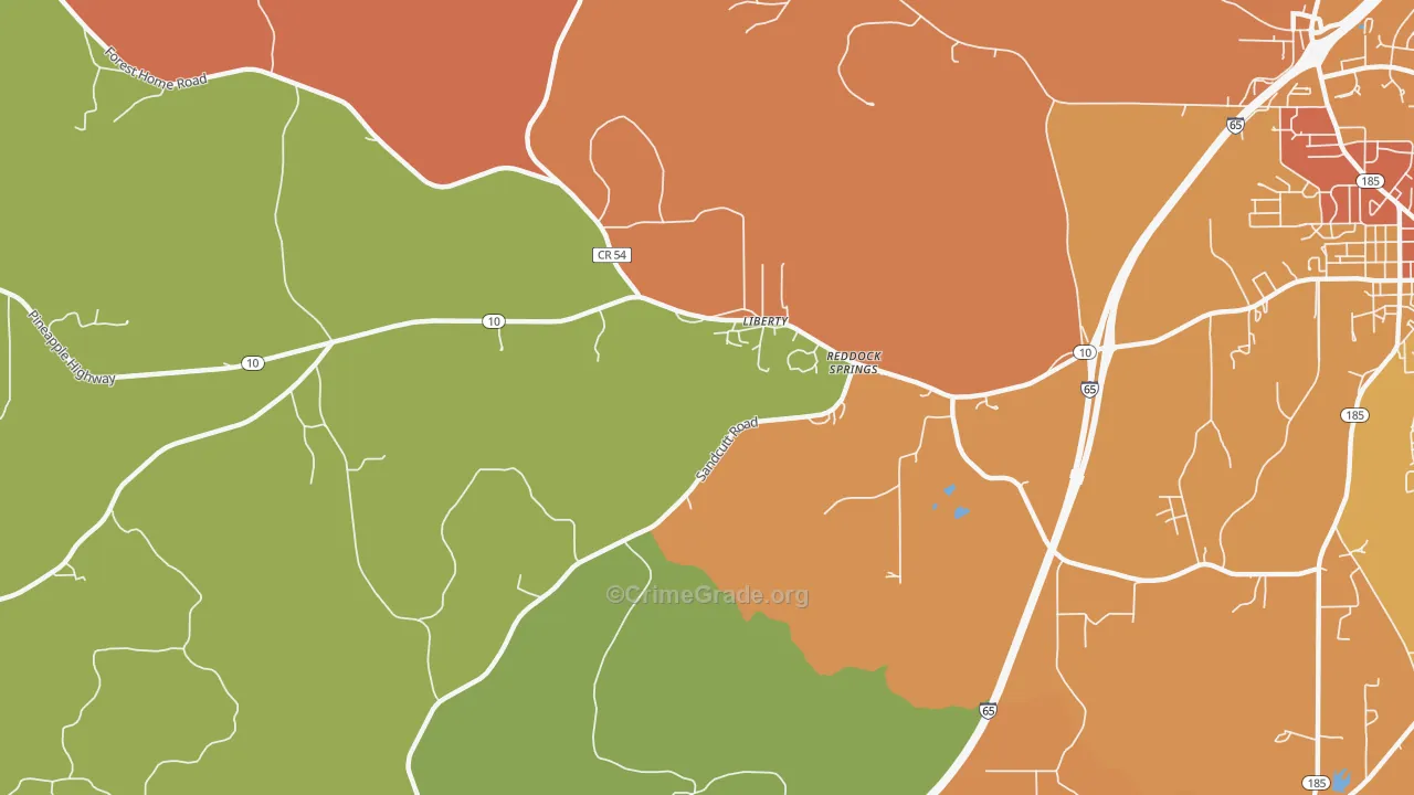 Reddock Springs, AL Map of Assault Rates