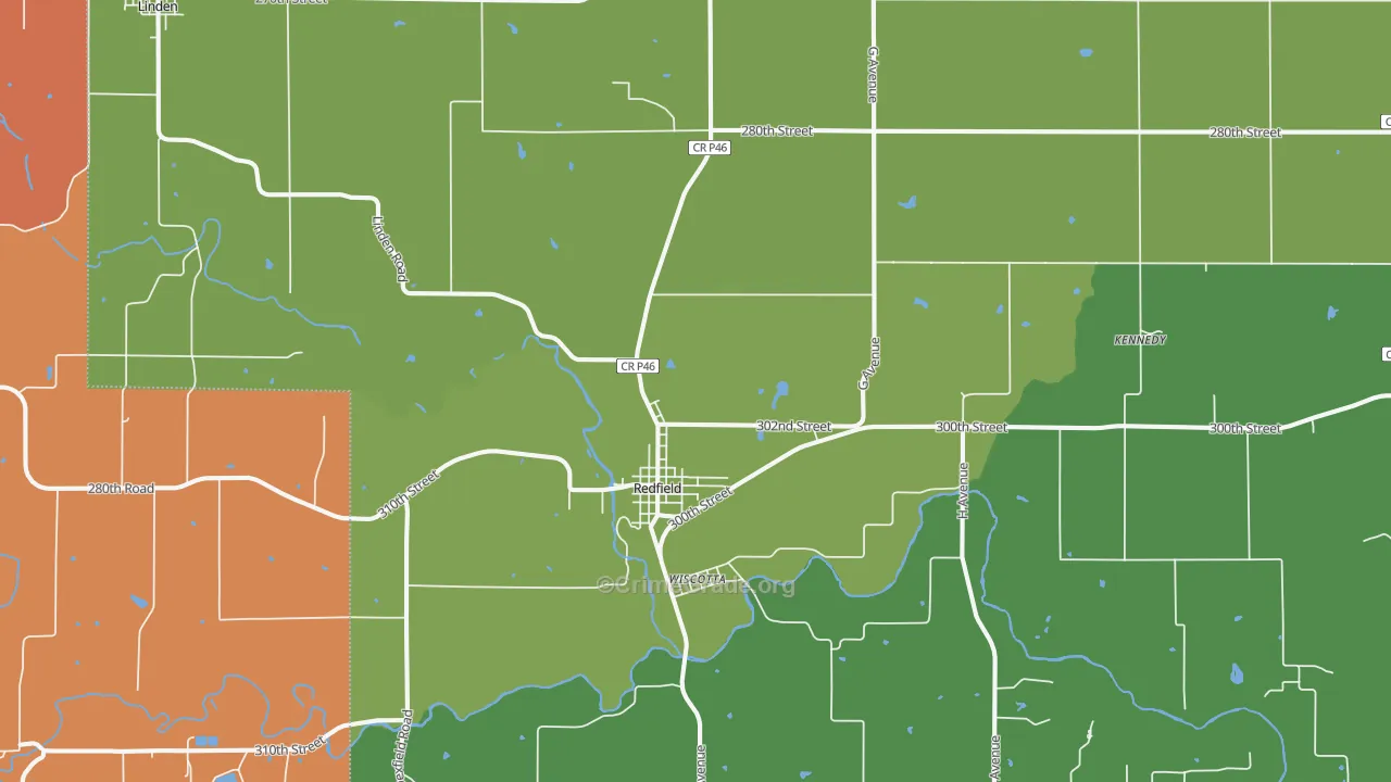 Redfield, IA Map of Assault Rates