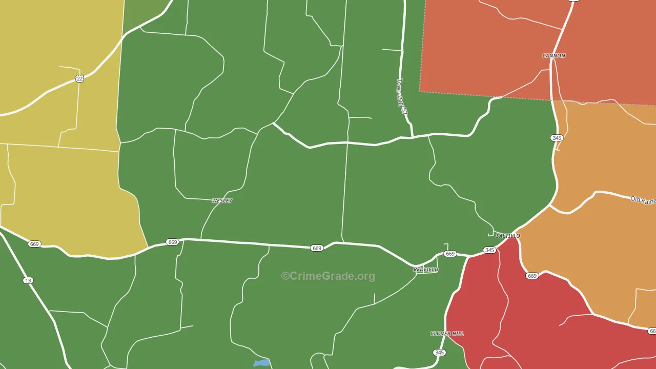 Redfield, OH Map of Assault Rates