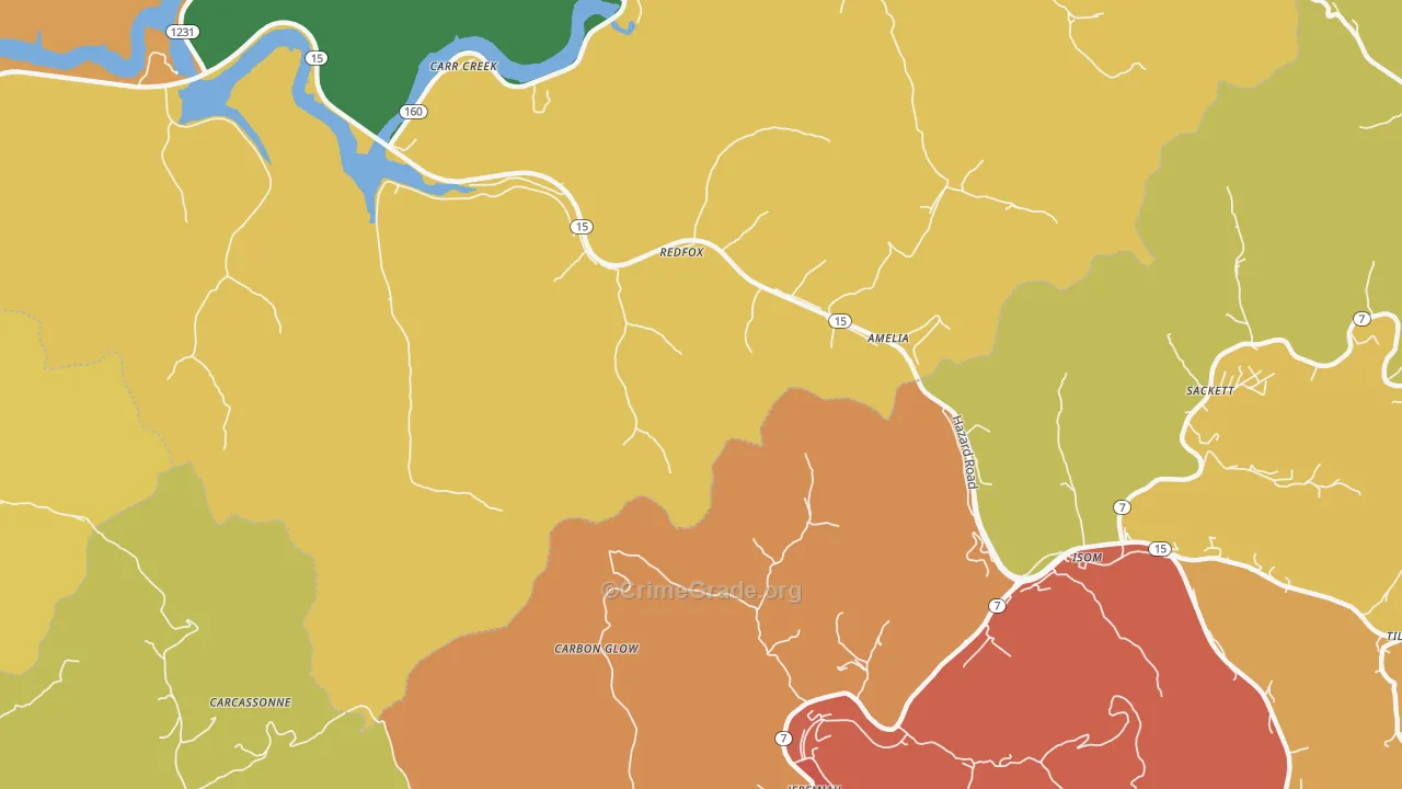Redfox, KY Map of Assault Rates