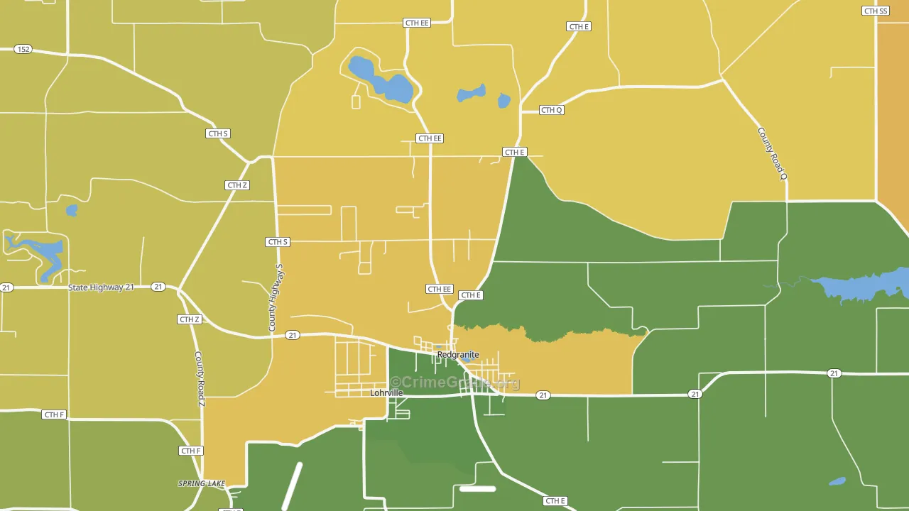 Redgranite, WI Map of Assault Rates