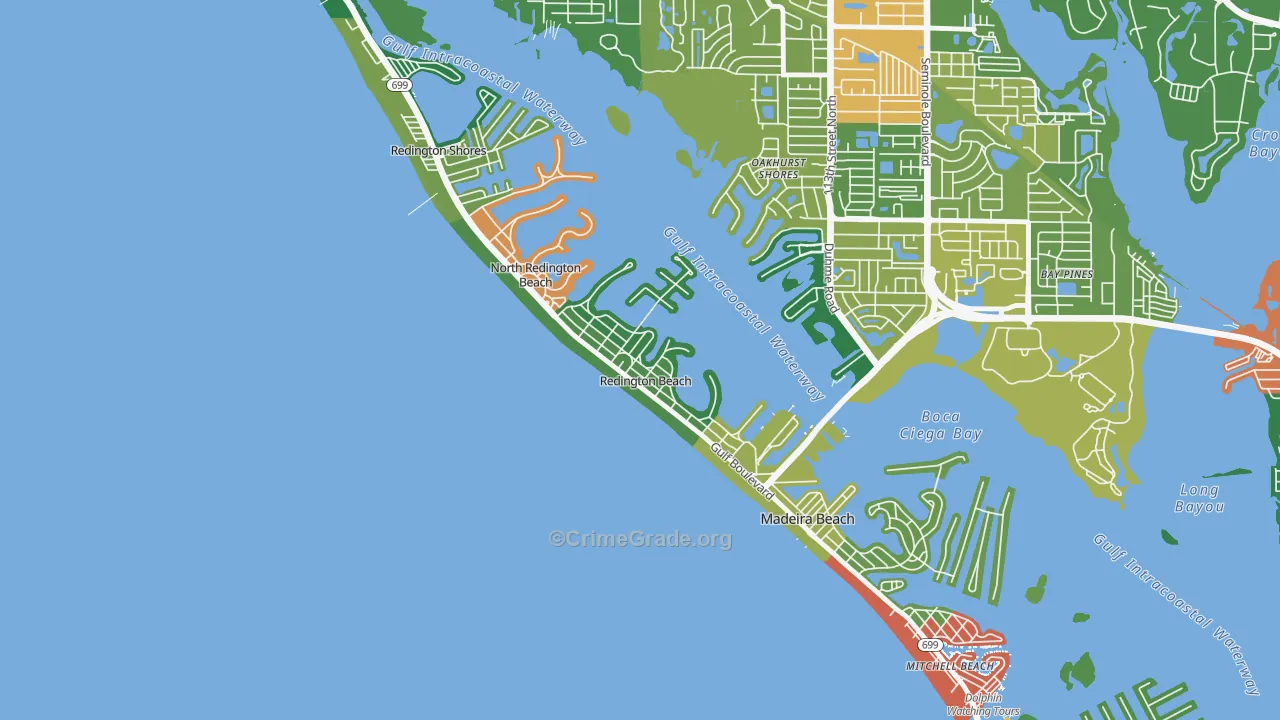 Redington Beach, FL Map of Assault Rates
