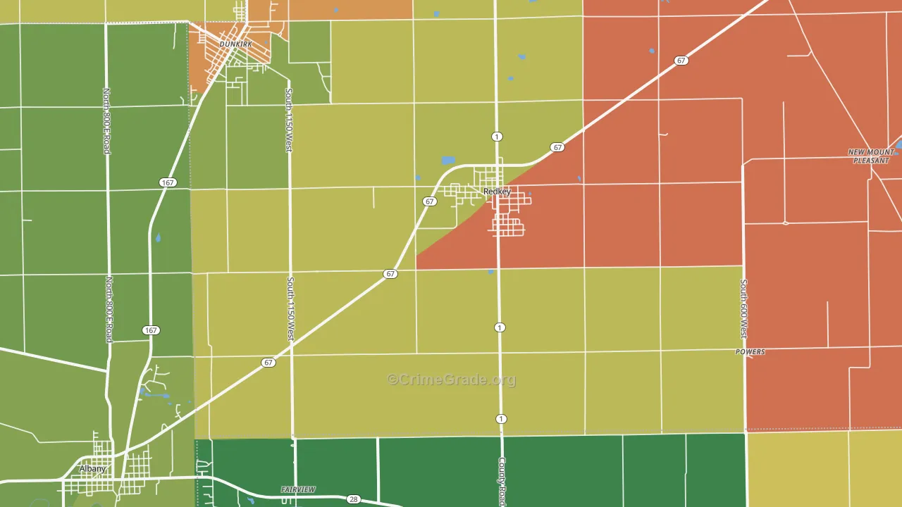 Redkey, IN Map of Assault Rates