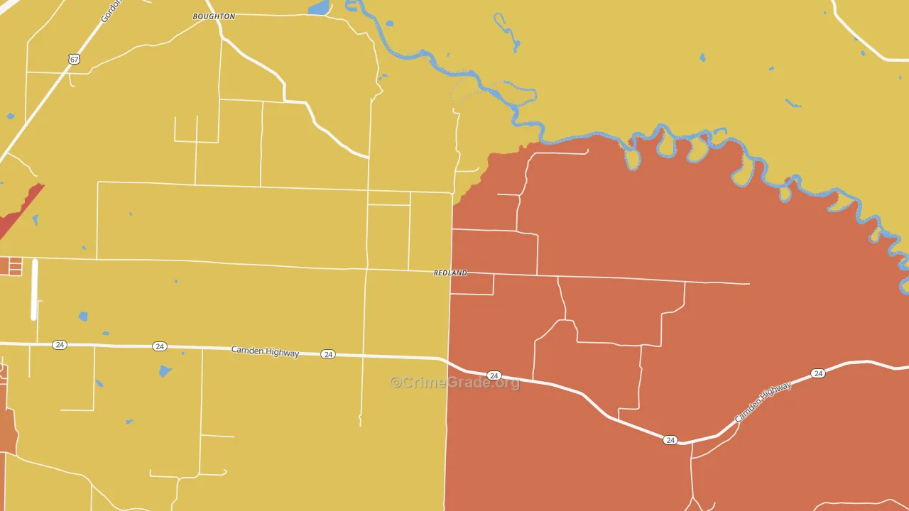Redland, AR Map of Assault Rates