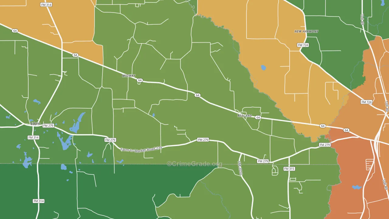 Redland, TX Map of Assault Rates