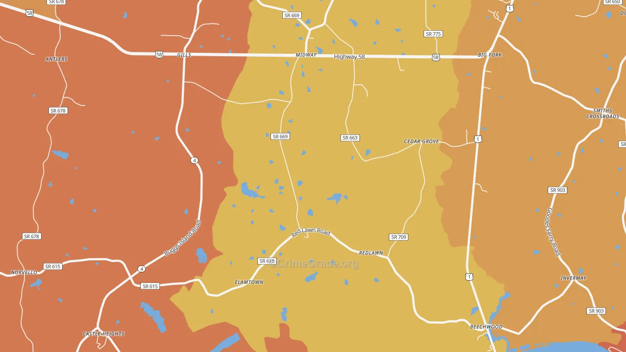 Redlawn, VA Map of Assault Rates