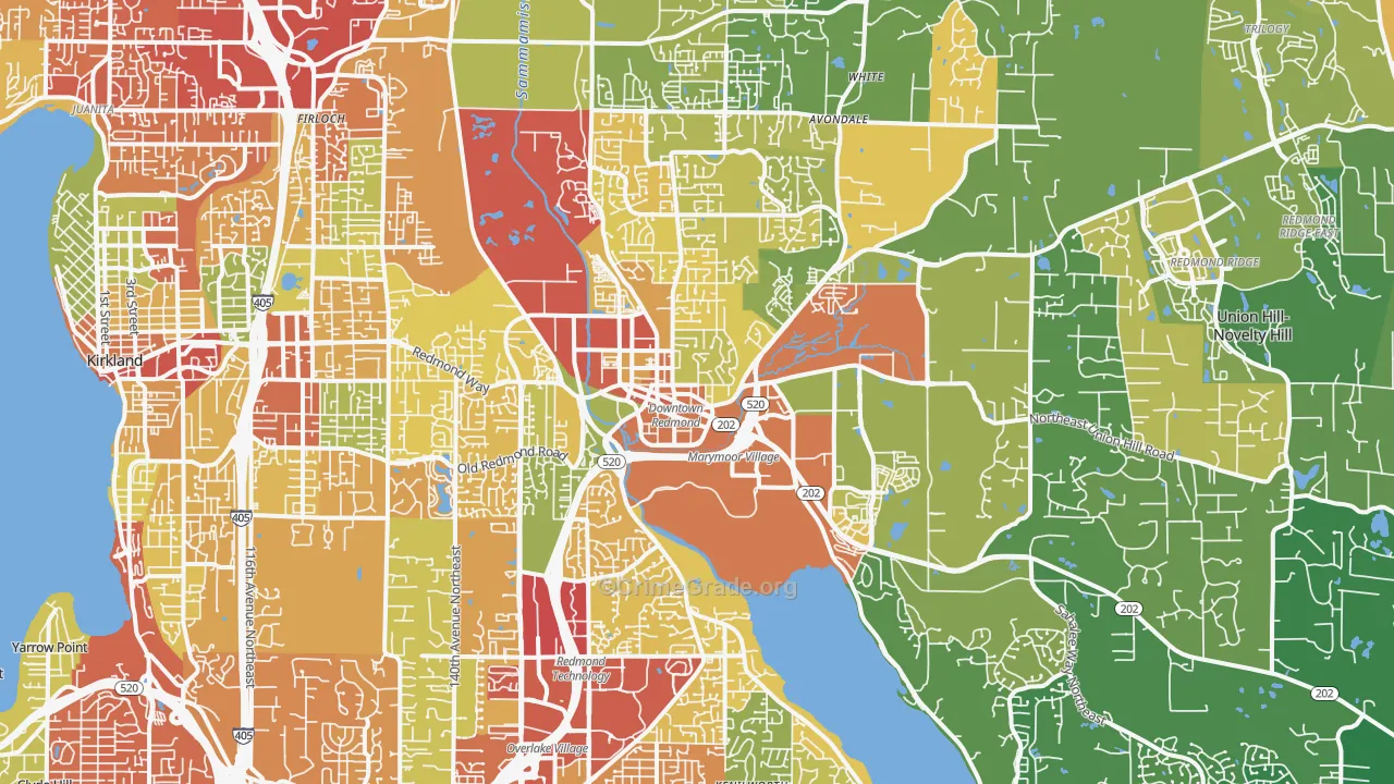 Redmond, WA Map of Assault Rates