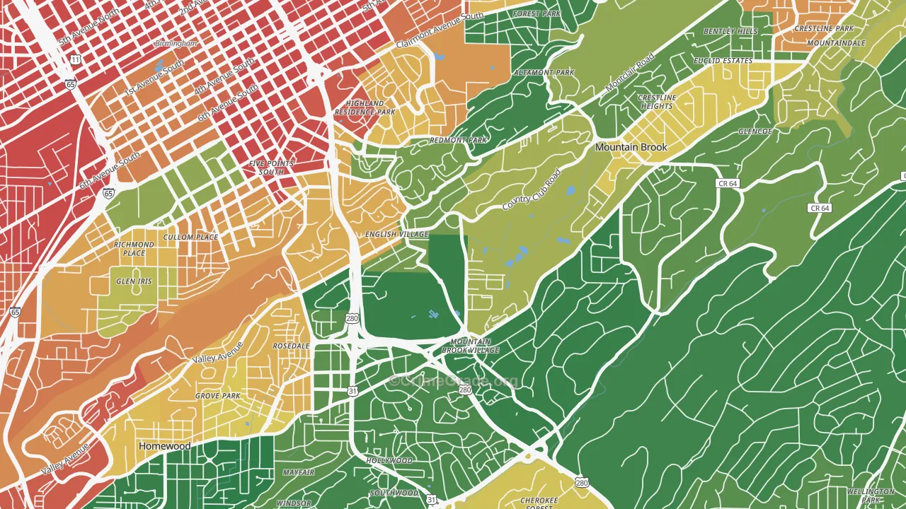 Redmont Park, Birmingham, AL Map of Assault Rates