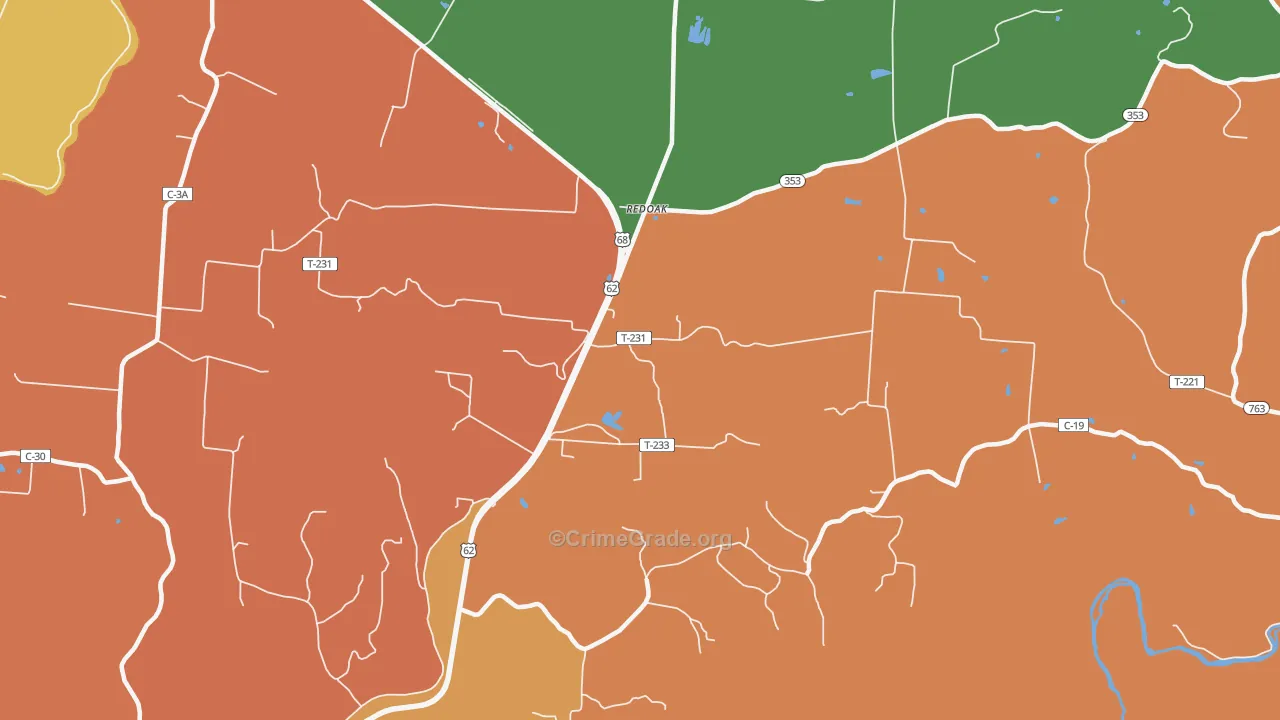 Redoak, OH Map of Assault Rates