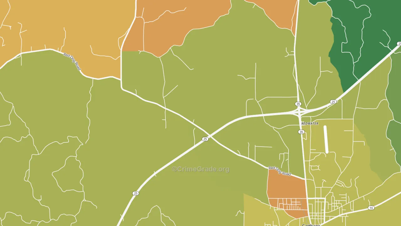 Redwater, MS Map of Assault Rates