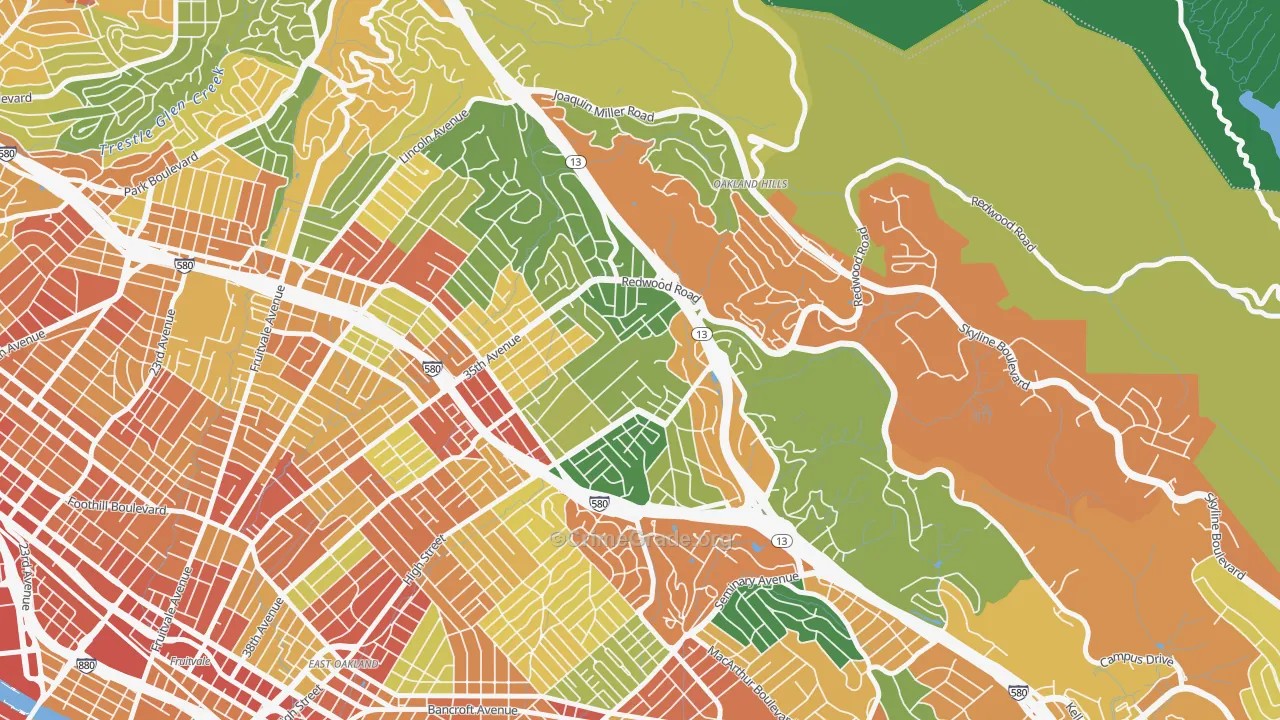 Redwood Heights, Oakland, CA Map of Assault Rates