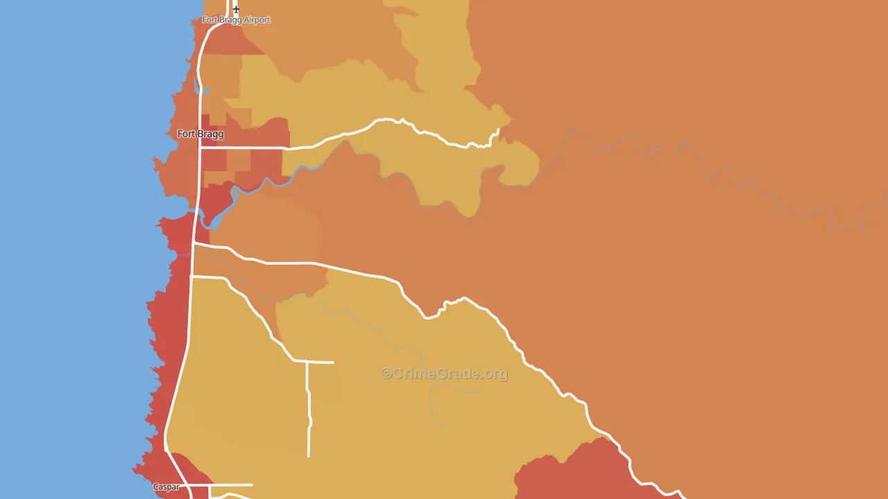 Redwood Lodge, CA Map of Assault Rates