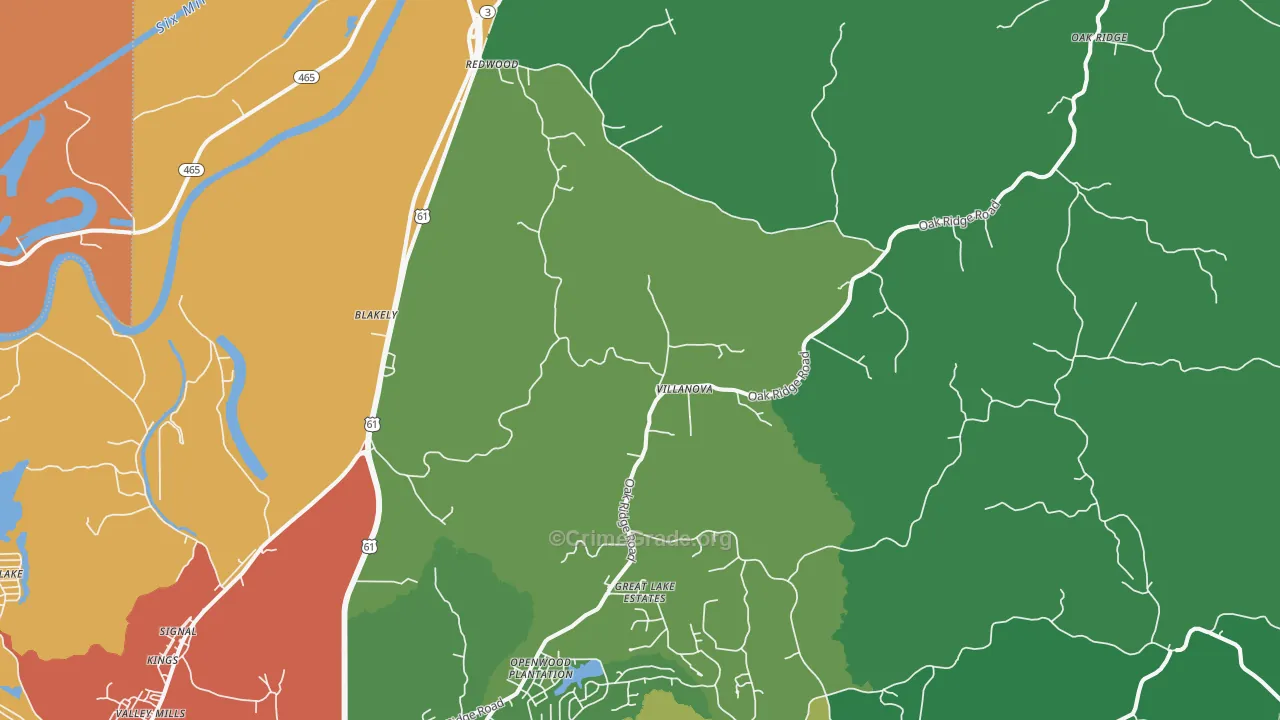 Redwood, MS Map of Assault Rates