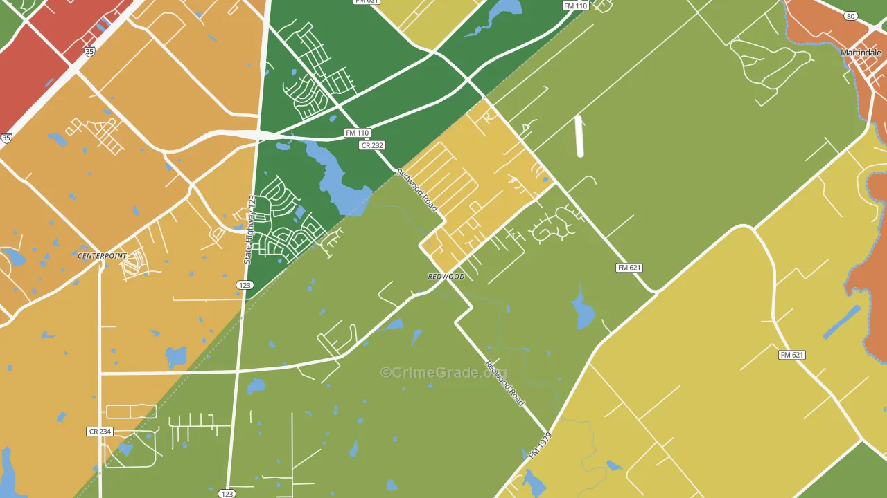 Redwood, TX Map of Assault Rates