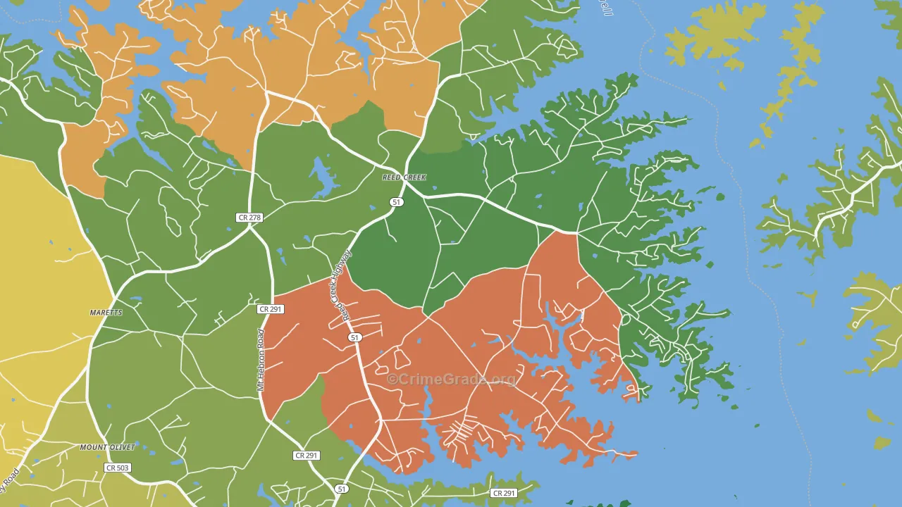 Reed Creek, GA Map of Assault Rates