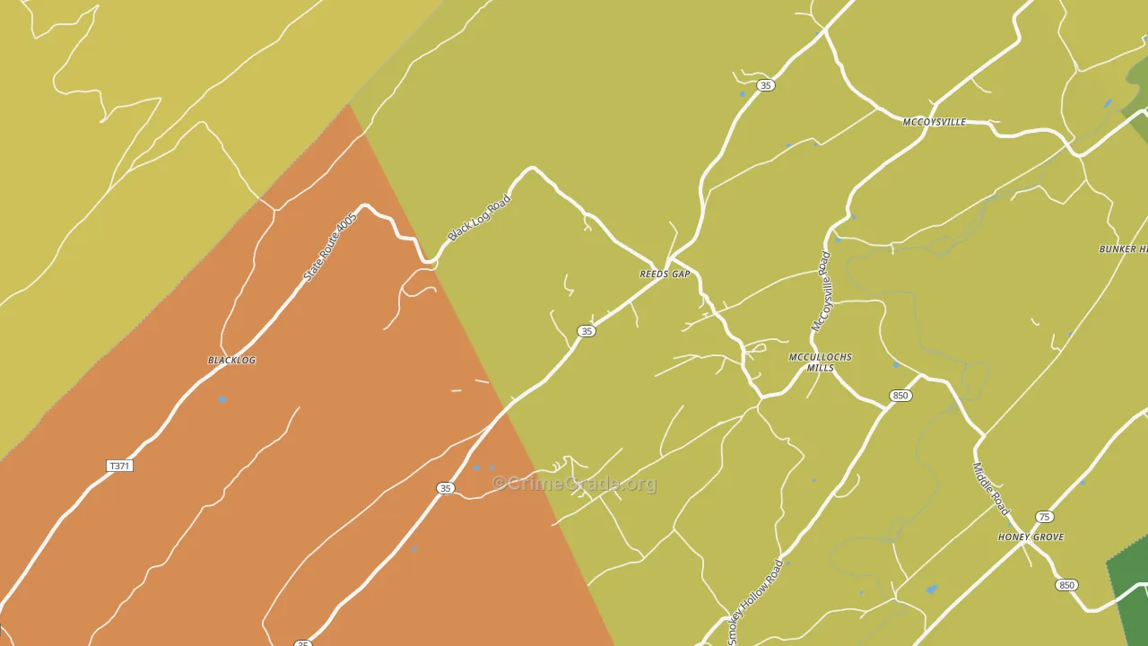 Reeds Gap, PA Map of Assault Rates