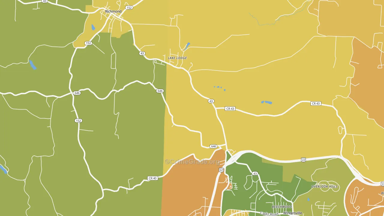 Reeds Mill, OH Map of Assault Rates