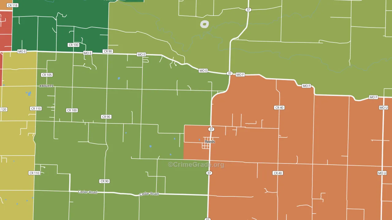 Reeds, MO Map of Assault Rates