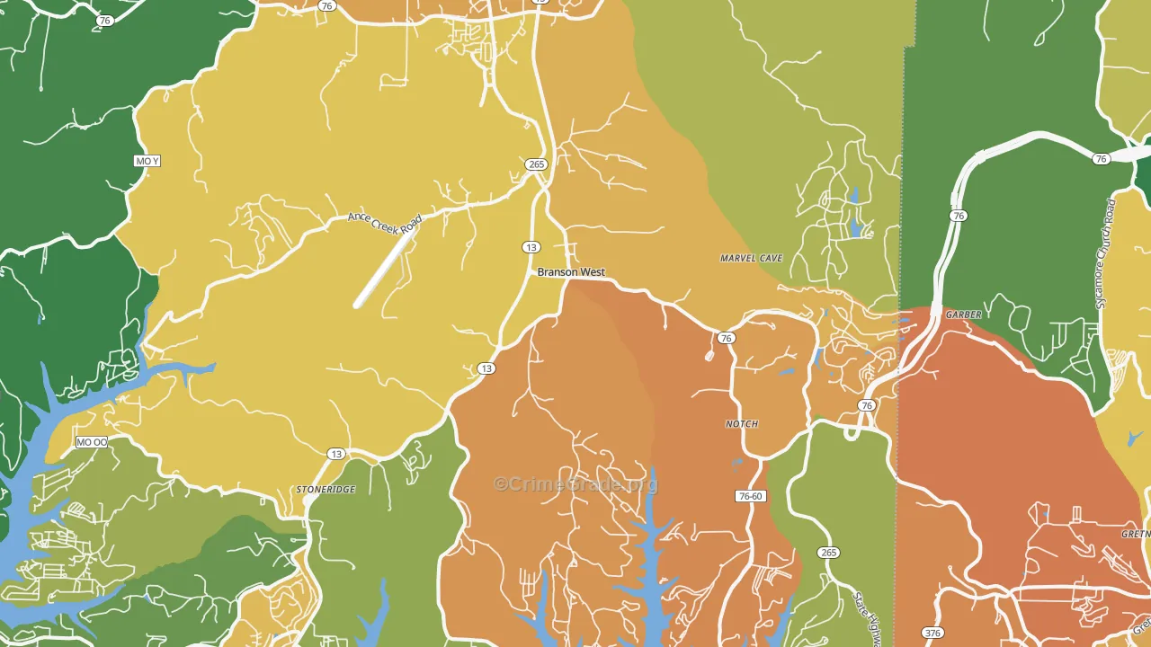 Reeds Spring, MO Map of Assault Rates
