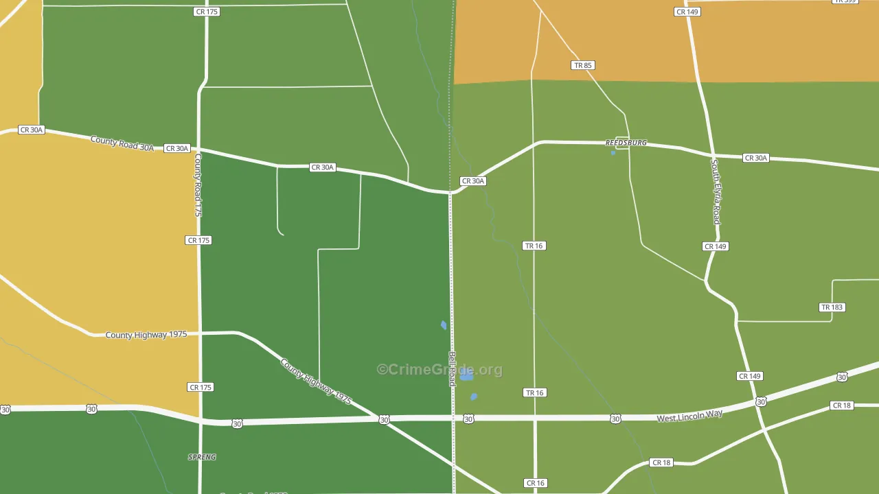 Reedsburg, OH Map of Assault Rates