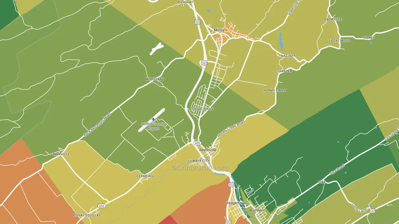 Reedsville, PA Map of Assault Rates