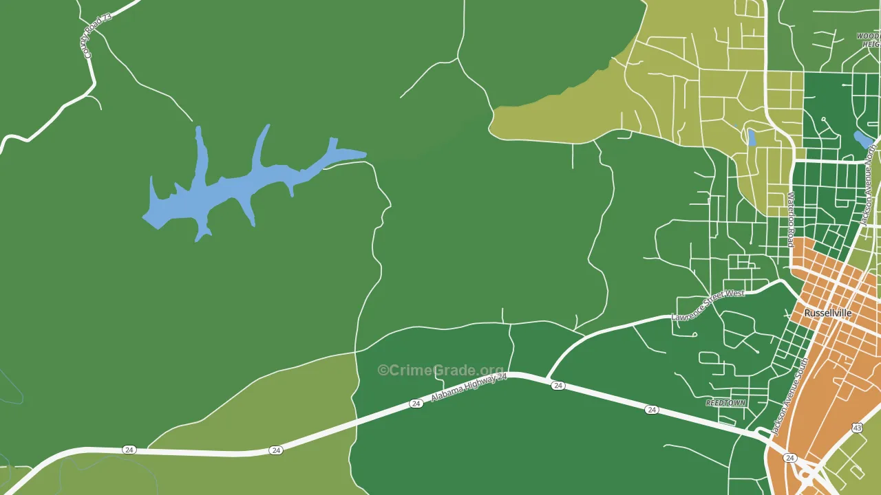 Reedtown, AL Map of Assault Rates