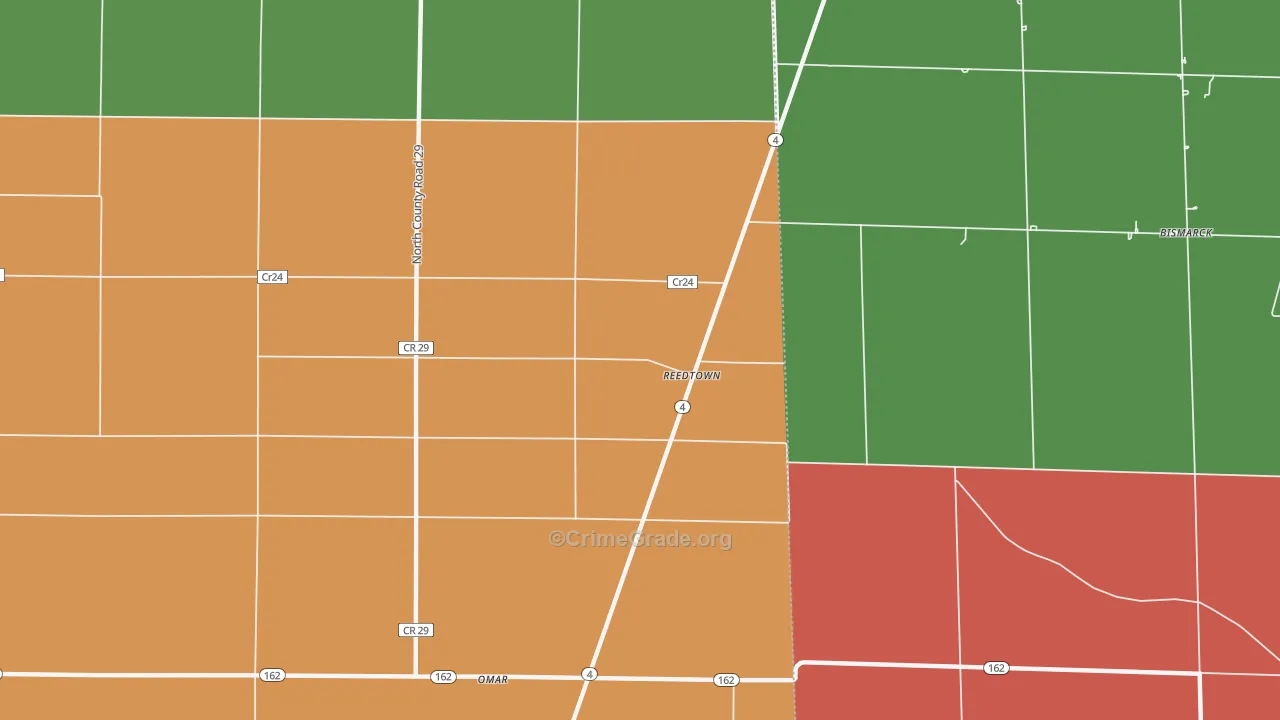 Reedtown, OH Map of Assault Rates